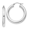 Lex & Lu Sterling Silver w/Rhodium 4mm Round Hoop Earrings LAL22478 - Lex & Lu