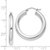 Lex & Lu Sterling Silver w/Rhodium 4mm Round Hoop Earrings LAL22478 - 4 - Lex & Lu