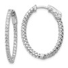 Lex & Lu 14k White Gold Diamond Oval Hoop w/Safety Clasp Earrings LAL15182 - Lex & Lu