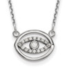 Lex & Lu 14k White Gold Small Diamond Gold Halo Evil Eye Necklace - Lex & Lu