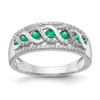 Lex & Lu 14k White Gold Diamond & Emerald Fancy Ring LAL13589 Size 7 - Lex & Lu