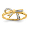 Lex & Lu 14k Yellow Gold w/Rhodium Diamond Bow Ring LAL14016 Size 7 - Lex & Lu