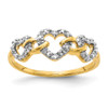 Lex & Lu 14k Yellow Gold Diamond Triple Heart Ring Size 7 - Lex & Lu