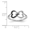 Lex & Lu 14k White Gold w/Black and White Diamond Infinity Heart Ring Size 7 - 4 - Lex & Lu