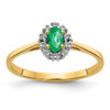 Lex & Lu 14k Yellow Gold Diamond & Emerald Ring LAL14126 Size 7 - Lex & Lu
