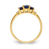 Lex & Lu 14k Yellow Gold Polished Triple Sapphire and Diamond Ring Size 7 - 2 - Lex & Lu