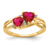 Lex & Lu 14k Yellow Gold Lab Created Ruby and Diamond Double Heart Ring Size 7 - Lex & Lu