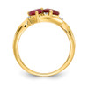 Lex & Lu 14k Yellow Gold Lab Created Ruby and Diamond Double Heart Ring Size 7 - 2 - Lex & Lu