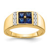 Lex & Lu 14k Yellow Gold w/Created Sapphire & Diamond Men's Ring Size 10 - Lex & Lu