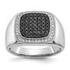 Lex & Lu 14k White Gold Black & White Diamond Mens Ring Size 10 - Lex & Lu