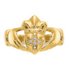 Lex & Lu 14k Yellow Gold AA Diamond claddagh Ring Size 10 - 4 - Lex & Lu