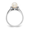 Lex & Lu 14k White Gold 6mm FW Cultured Pearl AA Diamond Ring LAL15388 Size 6 - 2 - Lex & Lu