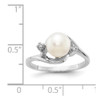 Lex & Lu 14k White Gold 7mm FW Cultured Pearl AA Diamond Ring LAL15394 Size 6 - 5 - Lex & Lu