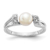 Lex & Lu 14k White Gold 6mm FW Cultured Pearl AA Diamond Ring LAL15395 Size 6 - Lex & Lu