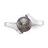 Lex & Lu 14k White Gold 7mm Black FW Cultured Pearl Ring Size 6 - 4 - Lex & Lu