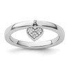 Lex & Lu Sterling Silver Stackable Expressions Dangle Heart Diamond Ring LAL7040 - Lex & Lu