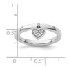 Lex & Lu Sterling Silver Stackable Expressions Dangle Heart Diamond Ring LAL7040- 5 - Lex & Lu