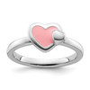 Lex & Lu Sterling Silver Stackable Expressions Polished Pink Enameled Heart Ring LAL7094 - Lex & Lu