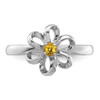 Lex & Lu Sterling Silver Stackable Expressions Polished Citrine Flower Ring LAL7106- 4 - Lex & Lu