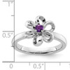 Lex & Lu Sterling Silver Stackable Expressions Polished Amethyst Flower Ring LAL7112- 5 - Lex & Lu