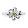 Lex & Lu Sterling Silver Stackable Expressions Polished Peridot Flower Ring LAL7118- 4 - Lex & Lu