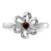 Lex & Lu Sterling Silver Stackable Expressions Polished Garnet Flower Ring LAL7124- 4 - Lex & Lu