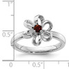 Lex & Lu Sterling Silver Stackable Expressions Polished Garnet Flower Ring LAL7124- 5 - Lex & Lu