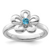 Lex & Lu Sterling Silver Stackable Expressions Polished Blue Topaz Flower Ring LAL7130 - Lex & Lu