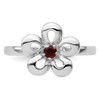 Lex & Lu Sterling Silver Stackable Expressions Polished Garnet Flower Ring LAL7154- 4 - Lex & Lu