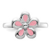 Lex & Lu Sterling Silver Stackable Expressions Polished Pink Enameled Flower Ring LAL7160- 4 - Lex & Lu