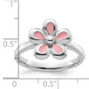 Lex & Lu Sterling Silver Stackable Expressions Polished Pink Enameled Flower Ring LAL7160- 5 - Lex & Lu