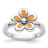 Lex & Lu Sterling Silver Stackable Expressions Polished Orange Enameled Flower Ring LAL7172 - Lex & Lu