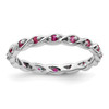 Lex & Lu Sterling Silver Stackable Expressions Created Ruby Ring LAL7358 - Lex & Lu