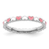 Lex & Lu Sterling Silver Stackable Expressions Pink & White Enamel Heart Ring LAL7490 - Lex & Lu