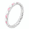 Lex & Lu Sterling Silver Stackable Expressions Pink & White Enamel Heart Ring LAL7490- 3 - Lex & Lu