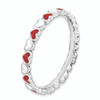 Lex & Lu Sterling Silver Stackable Expressions Red & White Enamel Heart Ring LAL7496- 3 - Lex & Lu