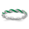 Lex & Lu Sterling Silver Stackable Expressions Green Enamel Ring LAL7592 - Lex & Lu