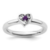 Lex & Lu Sterling Silver Stackable Expressions Amethyst Heart Ring LAL7658 - Lex & Lu