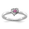 Lex & Lu Sterling Silver Stackable Expressions Created Pink Sapphire Heart Ring LAL7712 - Lex & Lu