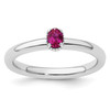 Lex & Lu Sterling Silver Stackable Expressions Created Ruby Single Stone Ring LAL7874 - Lex & Lu