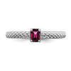 Lex & Lu Sterling Silver Stackable Expressions Created Ruby Single Stone Ring LAL7928- 4 - Lex & Lu