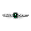 Lex & Lu Sterling Silver Stackable Expressions Created Emerald Single Stone Ring LAL7940- 4 - Lex & Lu