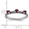 Lex & Lu Sterling Silver Stackable Expressions Created Ruby Three Stone Ring LAL8030- 5 - Lex & Lu