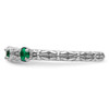 Lex & Lu Sterling Silver Stackable Expressions Created Emerald Three Stone Ring LAL8036- 3 - Lex & Lu