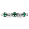 Lex & Lu Sterling Silver Stackable Expressions Created Emerald Three Stone Ring LAL8036- 4 - Lex & Lu