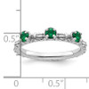 Lex & Lu Sterling Silver Stackable Expressions Created Emerald Three Stone Ring LAL8036- 5 - Lex & Lu