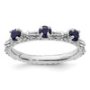 Lex & Lu Sterling Silver Stackable Expressions Created Sapphire Three Stone Ring LAL8042 - Lex & Lu