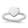 Lex & Lu Sterling Silver Stackable Expressions Rhodium-plated Heart Diamond Ring LAL8084 - Lex & Lu