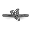 Lex & Lu Sterling Silver Stackable Expressions Black-plated Butterfly w/Diamond Ring LAL8246- 4 - Lex & Lu