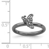 Lex & Lu Sterling Silver Stackable Expressions Black-plated Butterfly w/Diamond Ring LAL8246- 5 - Lex & Lu